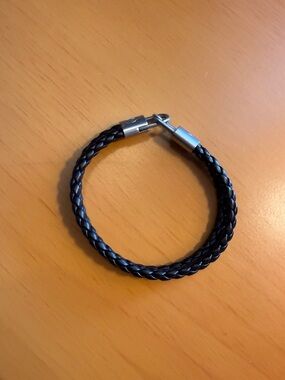 Black Braided Bracelet with Silver Clasp